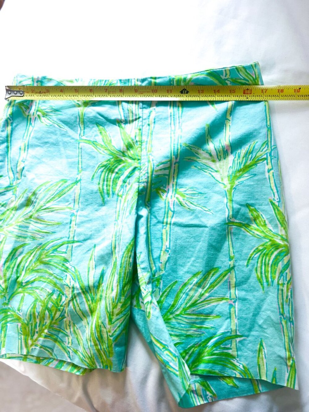 Lilly Pulitzer Resort Fit Bamboo Palm Shorts Side Zip 10" Inseam Cotton Size 12 - Picture 5 of 9